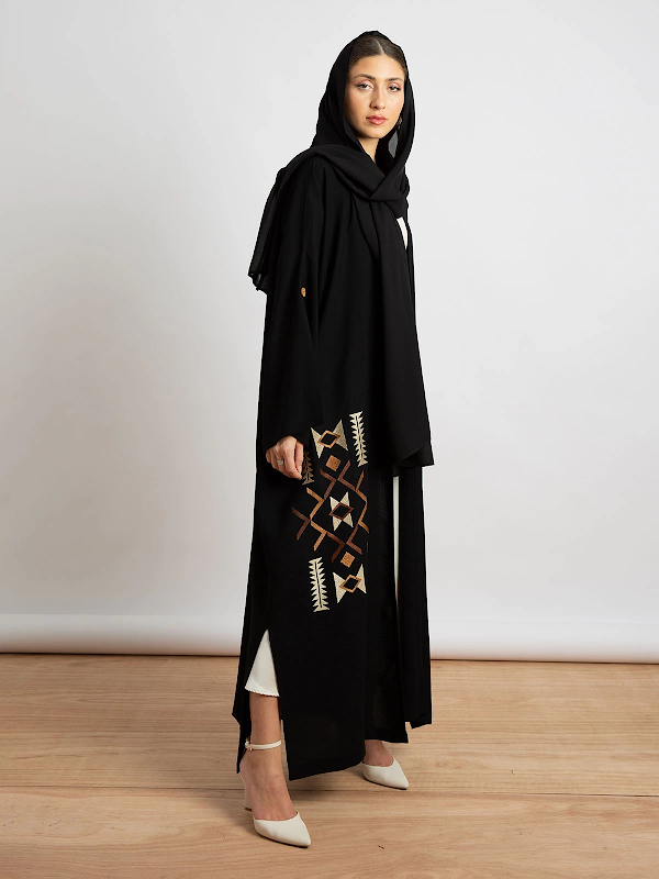 Black with brown Sadu embroidery